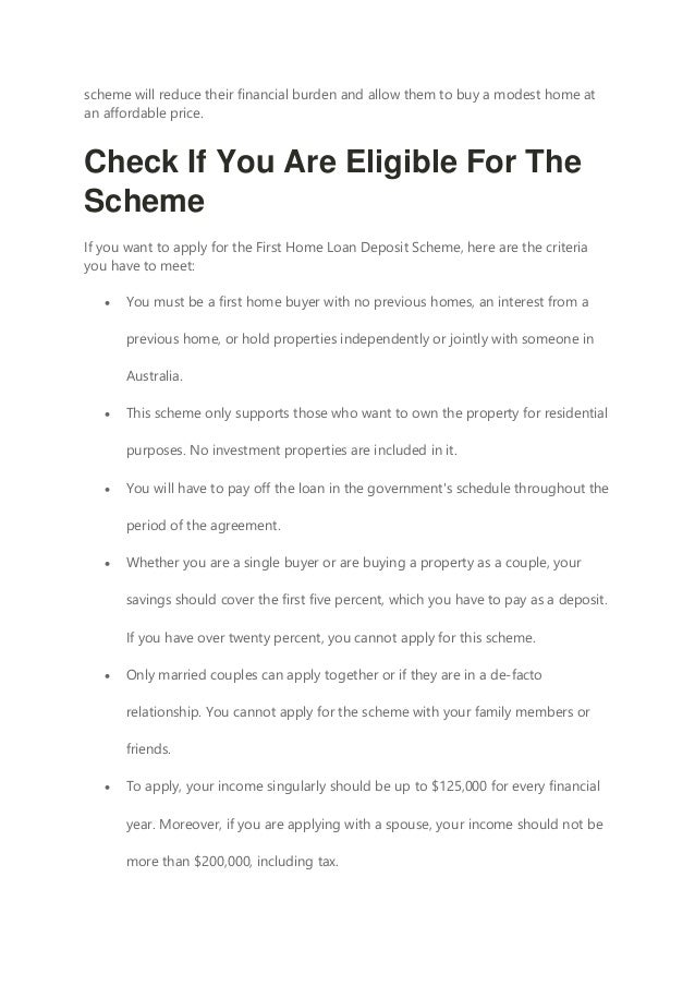 First home loan deposit scheme