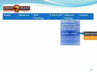 4848484848
Quick test
professional
Load Runner
Quality centre
Home About us SAP
Training
CAD/CAM Software
Testing
contact
 