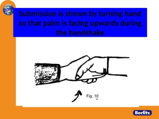 Submission is shown by turning hand
so that palm is facing upwards during
the handshake
Fig. 10
 
