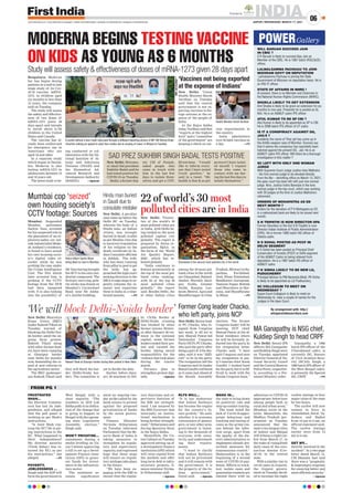 WILL BARUAH SUCCEED JAIN
IN CBIC ?
S R Baruah is likely to succeed Ajay Jain as
Member of the CBIC. He is 1987 batch IRS(CCE)
officer.
LALMALSAWMA PACHUAU TO JOIN
MIZORAM GOVT ON DEPUTATION
Lalmalsawma Pachuau is joining the State
Government of Mizoram on deputation basis. He is
an IRS-IT officer.
STATE OF AFFAIRS IN NHRC !
At present, there is no Member and Chairman in
the National Human Rights Commission (NHRC).
SHUKLA LIKELY TO GET EXTENSION
Anil Shukla is likely to be given an extension for six
months to one year. Presently he is posted as IG,
NIA. He is an AGMUT cadre IPS officer.
ATUL KUMAR TO BE SP CBI ?
Atul Kumar is likely to be appointed as SP in CBI.
He is 2008 batch IPS officer of UT cadre.
IS IT A CONSPIRACY AGAINST DG,
JAILS ?
Suddenly the name of Tihar jail has come up in
the Antilla weapon case of Mumbai. Sources say
that it seems the conspiracy has reportedly been
hatched against the present DG , Jail. He is an
AGMUT cadre IPS officer. Will there be a thorough
investigation in this matter ?
SC LEFT WITH ONLY ONE WOMAN
JUDGE
With Supreme Court Judge Justice Indu Malhotra
- the first woman judge to be elevated directly
from the Bar – demitting office on March 13, 2021,
the apex court has been left with just one woman
judge. Now, Justice Indira Banerjee is the lone
woman judge in the top court, which was working
with 30 judges at the time of Justice Malhotra’s
retirement.
ORDERS OF MOHAPATRA AS ED
NEXT MONTH ?
Orders for the elevation of P K Mohapatra as ED
in a nationalized bank are likely to be issued next
month.
S N TRIPATHI IS NOW DIRECTOR IIPA
Former Secretary in the GoI S N Tripathi is now
Director Indian Institute of Public Administration
(IIPA). He is former 1985 batch IAS officer of
Odisha cadre.
H S SOHAL POSTED AS PCCF IN
DELHI SEGMENT
H S Sohal has been posted as Principal Chief
Conservator of Forests (PCCF) in Delhi segment
of the AGMUT Cadre on being relieved from
deputation. He is a 1987 batch IFS officer of
AGMUT cadre.
P K SINHA LIKELY TO BE NEW LG,
PUDUCHERRY
Principal Advisor to PM Narendra Modi, PK Sinha
is likely to be appointed as LG Pudhuchery.
SC COLLEGIUM TO MEET ON
WEDNESDAY ?
Supre Court Collegium is likely to meet on
Wednesday to clear a couple of names for the
Judges in the Apex Court.
POWERGallery
INDIA
JAIPUR | WEDNESDAY, MARCH 17, 2021
06
www.firstindia.co.in I www.firstindia.co.in/epaper/ I twitter.com/thefirstindia I facebook.com/thefirstindia I instagram.com/thefirstindia
FRUSTRATED
SHAH...
the Election Commis-
sion has lost its inde-
pendence, and alleged
that the poll panel is
working as per Shah’s
instructions.
“Is Amit Shah run-
ning the EC? He is giv-
ing instructions to the
EC. What happened to
their independence?
My director, security
(Vivek Sahay) was re-
moved (by EC) as per
his instructions,” she
alleged. —PTI
POVERTY,
JOBLESSNESS ...
Singh said the BJP will
form the government in
West Bengal with a
clear majority. “The
numbers in 2019 Lok
Sabha polls is an indica-
tion of the change that
is going to happen in
Bengal with the upcom-
ing state Legislative
Assembly election,”
Singh said.
WON’T PRIVATISE...
statements during a
media briefing on Un-
ion Cabinet approving
a bill to set up a Devel-
opment Finance Insti-
tution (DFI) to gener-
ate funds for invest-
ment in the infrastruc-
ture sector.
The statement as-
sumes significance
amid an ongoing two-
day strike called by the
bank unions to protest
against the proposed
privatization of banks
by the union govern-
ment.
Finance Minister
Nirmala Sitharaman
on Tuesday informed
Parliament that the Re-
serve Bank of India is
taking measures to
strengthen its regula-
tory and supervisory
capacity, and expressed
hope that these steps
will ensure no regula-
tory mishaps take place
in the future.
“We have been en-
gaging with the RBI to
ensure that the regula-
tory functions and su-
pervisory function of
the RBI are strength-
ened. I am assured by
the RBI Governor that
internally an institu-
tional mechanism is
being further strength-
ened,” Sitharaman said
during Question Hour
in the Rajya Sabha.
Meanwhile, the Un-
ion Cabinet on Tuesday
approved setting up of
a development finance
institution (DFI) which
will raise capital from
the markets and offer
long-term debt to infra-
structure projects, fi-
nance minister Nirma-
la Sitharaman said.
—Agencies
RLYS WILL...
“It is our endeavour
that Indian Railways
has become the engine
for the country’s fu-
ture growth.” He said,
whether it is economy,
convenience of passen-
gers, or any other area,
government is listen-
ing to the demands of
everyone with sensi-
tivity, and understand-
ing their require-
ments.
“I want to clarify
that Indian Railways
will not be privatised
and it will remain with
the government. It is
the property of the In-
dian government,”
Goyal said. —Agencies
MAHA IN...
the state to bring down
its positivity rate and
step up contact-tracing.
The team noted the
lack of Covid-19-appro-
priate behaviour and
tracking and testing of
cases as the prime rea-
son behind the infec-
tion surge, apart from
the apathy of the dis-
trict administration to
implement already pre-
scribed measures for
transmission control.”
Maharashtra is in the
beginning of a second
wave of COVID-19 pan-
demic. Efforts to track,
test, isolate cases and
quarantine contacts are
limited there with no
adherence to COVID-19
appropriate behaviour
among people both in
rural and urban areas,”
Bhushan wrote in the
letter. Meanwhile, the
Madhya Pradesh gov-
ernment on Tuesday
announced that the
state’s two largest cities
of Indore and Bhopal
will witness a night cur-
few from March 17, in
the wake of rising fresh
daily cases of the coro-
navirus disease (Cov-
id-19) in the central
state.
With a similar rise in
covid cases in Gujarat,
the Gujarat govern-
ment on Tuesday decid-
ed to increase the night
curfew timings in four
major cities of the state
by two hours.
The curfew will now
remain in force in
Ahmedabad, Surat, Va-
dodara and Rajkot
from 10 pm to 6 am, an
official statement said.
The curfew timings
earlier were from 12
am to 6 am.
GET MY...
directly involved in the
incident”. In a two-page
letter dated March 14,
CM Mamata had said
there was a “pragmatic
 impromptu response
for ensuring better and
more efficient security
.”
—Agencies
FROM PG 1
By arrangement with: http://
whispersinthecorridors.com
MODERNA BEGINS TESTING VACCINE
ON KIDS AS YOUNG AS 6 MONTHS
Study will assess safety  effectiveness of doses of mRNA-1273 given 28 days apart
Bengaluru: Moderna
Inc has begun dosing
patients in a mid-to-late
stage study of its Cov-
id-19 vaccine, mRNA-
1273, in children aged
six months to less than
12 years, the company
said on Tuesday
.
The study will assess
the safety and effective-
ness of two doses of
mRNA-1273 given 28
days apart and intends
to enroll about 6,750
children in the United
States and Canada.
The vaccine has al-
ready been authorized
for emergency use in
Americans who are
aged 18 and older.
In a separate study
which began in Decem-
ber, Moderna is also
testing mRNA-1273 in
adolescents between 12
and 18 years old.
The latest study is be-
ing conducted in col-
laboration with the Na-
tional Institute of Al-
lergy and Infectious
Diseases (NIAID) and
the Biomedical Ad-
vanced Research and
Development Authority
(BARDA). —Agencies
A cyclist without a face mask rides past through a billboard depicting picture of MP CM Shivraj Singh
Chouhan making an appeal to wear face masks due to surging of cases, in Bhopal on Tuesday.
‘Vaccines not being exported
at the expense of Indians’
New Delhi: Union
Health Minister Harsh
Vardhan on Tuesday
said that the central
government is not ex-
porting vaccines to for-
eign nations at the ex-
pense of the people of
India.
At the Rajya Sabha
today
, Vardhan said that
“experts at the highest
level” and a “committee
of the government” are
keeping a check on vac-
cine requirements in
the country
.
India administers
over 30 lakh vaccines in
a day
. —PTI
Health Minister Harsh Vardhan
SAD PREZ SUKHBIR SINGH BADAL TESTS POSITIVE
New Delhi: Shiroma-
ni Akali Dal president
Sukhbir Badal said he
had tested positive for
COVID-19 on Tuesday
.
Badal, a former dep-
uty CM of Punjab,
asked people who
came in touch with
him in the last few
days to isolate them-
selves and get a COV-
ID test done. “I would
like to inform every-
one that I have tested
Covid positive,” he
said in a tweet. “My
health is fine  as per
protocol I have isolat-
ed myself. I request
those who came in
contact with me dur-
ing the last few days to
isolate themselves.”
22 of world’s 30 most
polluted cities are in India
New Delhi: Twenty-
two of the world’s 30
most polluted cities are
in India, with Delhi be-
ing ranked as the most
polluted capital city
globally. The report is
prepared by Swiss or-
ganisation, IQAir, in
the form of the ‘World
Air Quality Report,
2020’, which has re-
leased globally
.
“India continues to
feature prominently at
the top of the most pol-
luted cities ranking,
with 22 of the top 30
most polluted cities
globally,” the report
said. Besides Delhi, the
21 other Indian cities
among the 30 most pol-
luted cities in the world
are Ghaziabad, Buland-
shahar, Bisrakh Jalal-
pur, Noida, Greater
Noida, Kanpur, Luc-
know, Meerut, Agra and
Muzaffarnagar in Uttar
Pradesh, Bhiwari in Ra-
jasthan, Faridabad,
Jind, Hisar, Fatehabad,
Bandhwari, Gurugram,
Yamuna Nagar, Rohtak
and Dharuhera in Har-
yana, and Muzaffarpur
in Bihar. —PTI
Ghaziabad is the second most polluted city in the world.
Mumbai cop ‘seized’
own housing society’s
CCTV footage: Sources
Mumbai: Suspended
Mumbai policeman
Sachin Vaze, arrested
for his suspected role in
the placement of an ex-
plosives-laden car out-
side industrialist Muke-
sh Ambani’s residence,
is found to have seized
his own housing socie-
ty’s digital video re-
corder while he was
probing the case under
the Crime Intelligence
Unit. The NIA which
later arrested him, is
probing if the CCTV
footage from the DVR
had been tampered
with. It is also looking
into the possibility of
Mr Vaze having brought
the SUV to his own resi-
dential compound. The
Scorpio carrying gela-
tin sticks was found on
Mumbai’s Carmichael
Road, near Mr Amba-
ni’s Antilia building.
‘We will block Delhi-Noida border’
New Delhi: Bharatiya
Kisan Union (BKU)
leader Rakesh Tikait on
Tuesday warned of
blocking the Delhi-Noi-
da border, amid the on-
going farm protest.
Rakesh Tikait along
with other farmer-lead-
ers have been camping
at Ghazipur border
near Delhi for months
now, demanding the re-
peal of new reforms in
the agriculture sector.
The BKU spokesper-
son Rakesh Tikait said
they will block the bor-
der (Delhi-Noida bor-
der). The committee is
yet to decide the date.
Earlier, before Janu-
ary 26 mayhem in Del-
hi, Chilla Border at
Delhi-Noida crossing
was blocked by other
farmer unions. Howev-
er, after January 26 vio-
lence in the national
capital, some farmer
leaders ended their pro-
test and vacated the
border, taking moral
responsibility for the
violence that took place
during the tractor
march.
Farmers plan to
strengthen protest digi-
tally
. —Agencies
Rakesh Tikait at Ghazipur border during their protest in New Delhi.
Former Cong leader Chacko,
who left party, joins NCP
MA Ganapathy is NSG chief,
Kuldiep Singh to head CRPF
New Delhi: Senior IPS
officers MA Ganapathy
and Kuldiep Singh were
on Tuesday appointed
Director General of Na-
tional Security Guard
and the Central Reserve
Police Force, respective-
ly, according to a Per-
sonnel Ministry order.
Ganapathy, a 1986
batch IPS officer of the
Uttarakhand cadre, is
currently DG, Bureau
of Civil Aviation Secu-
rity (BCAS). Singh, a
1986 batch IPS officer of
the West Bengal cadre,
is presently the Special
DG, CRPF. —PTI
New Delhi: Senior lead-
er PC Chacko, who re-
signed from Congress
last week, is all set to
join Sharad Pawar-led
Nationalist Congress
Party(NCP).PCChacko,
who quit the party after
being a part of it for dec-
ades, said it was “diffi-
cult” to be in the party.
The resignation left the
Congress and its leader
Rahul Gandhi red-faced
as it came just ahead of
the Kerala Assembly
election. The former
Congress leader will be
meeting NCP chief
Sharad Pawar at his of-
ficial residence where
he will be formally in-
ducted into the party
. In
his resignation letter,
Chacko said, “I have
quit Congress and sent
my resignation to par-
ty’s interim chief Sonia
Gandhi. I worked hard
for the party
, but it is dif-
ficult to work with the
Kerala Congress team.”
Police officer Sachin Waze
being taken to court in Mumbai.
Hindu man buried
in Saudi due to
consulate mistake
New Delhi: A peculiar
case came up before the
Delhi HC on Tuesday
wherein the body of a
Hindu man, an Indian
citizen, was wrongly
buried in Saudi Arabia
as per Muslim rites due
to incorrect translation
of his religion on the
death certificate by In-
dian Consulate officials
in Jeddah. The wife,
who has been running
from pillar to post to get
the body, has ap-
proached the high court
seeking direction to the
MEA to take steps to ur-
gently exhume the re-
mains and repatriate
them to India in a time-
bound manner. —PTI
—PHOTO
BY
ANI
—PHOTO
BY
ANI
CHAILVILLAS
C H A I L
Promoted by
 