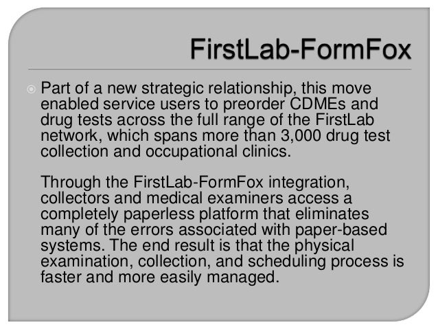 firstlab formfox platform integration enhances drug testing services
