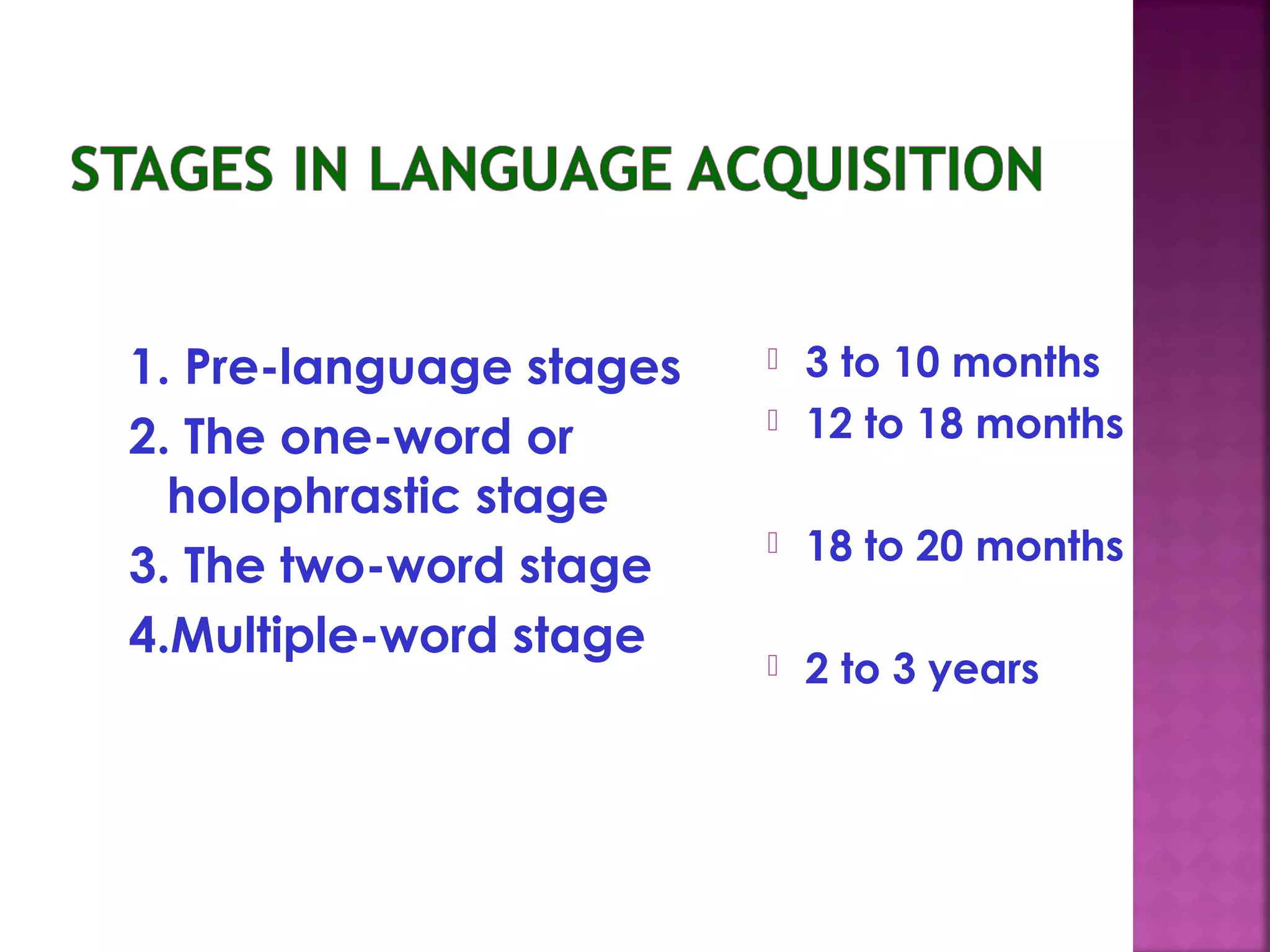 First language acquisition stages | PPT
