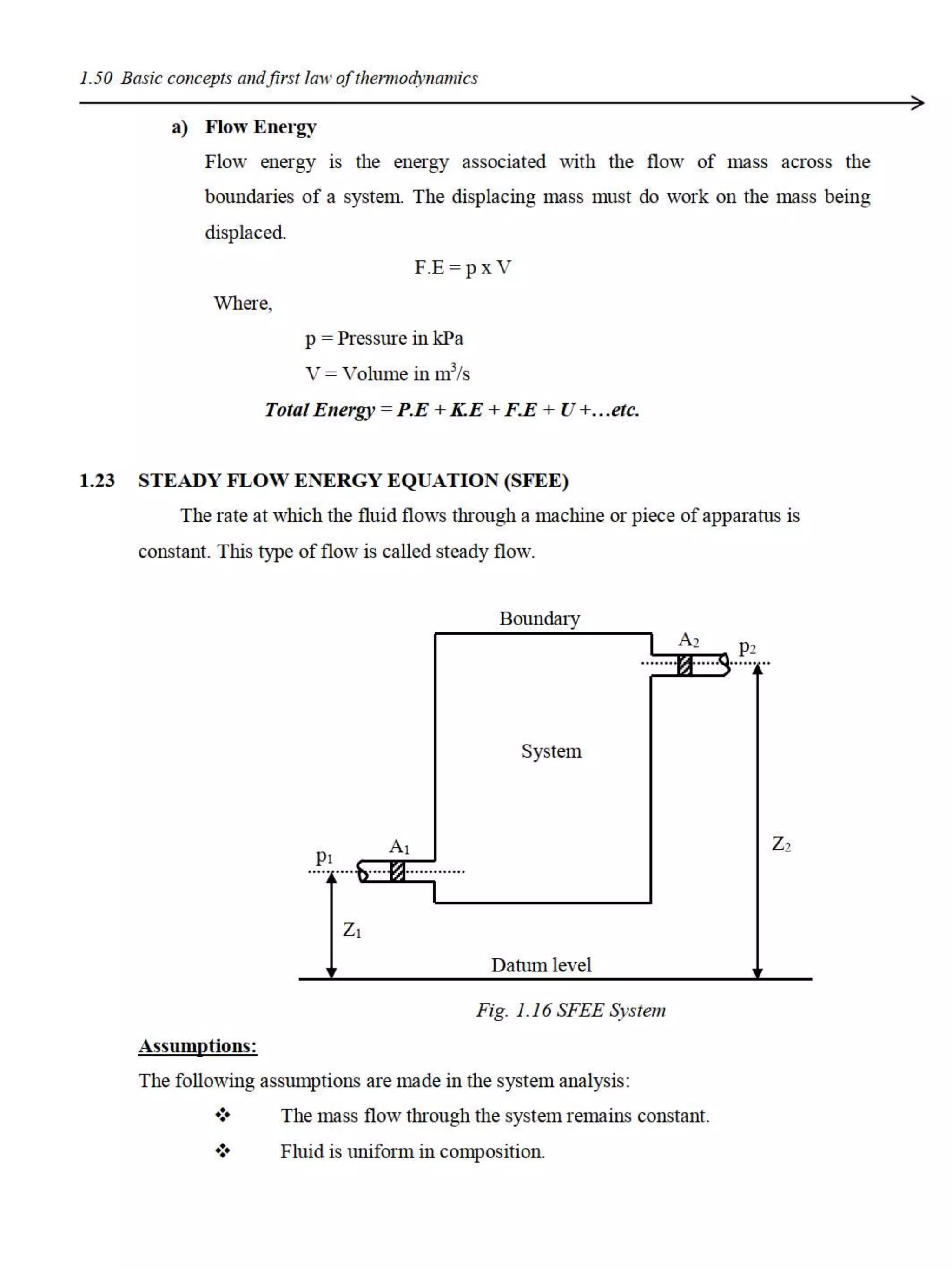 First law of thermodynamics ( open system) and SFEE
