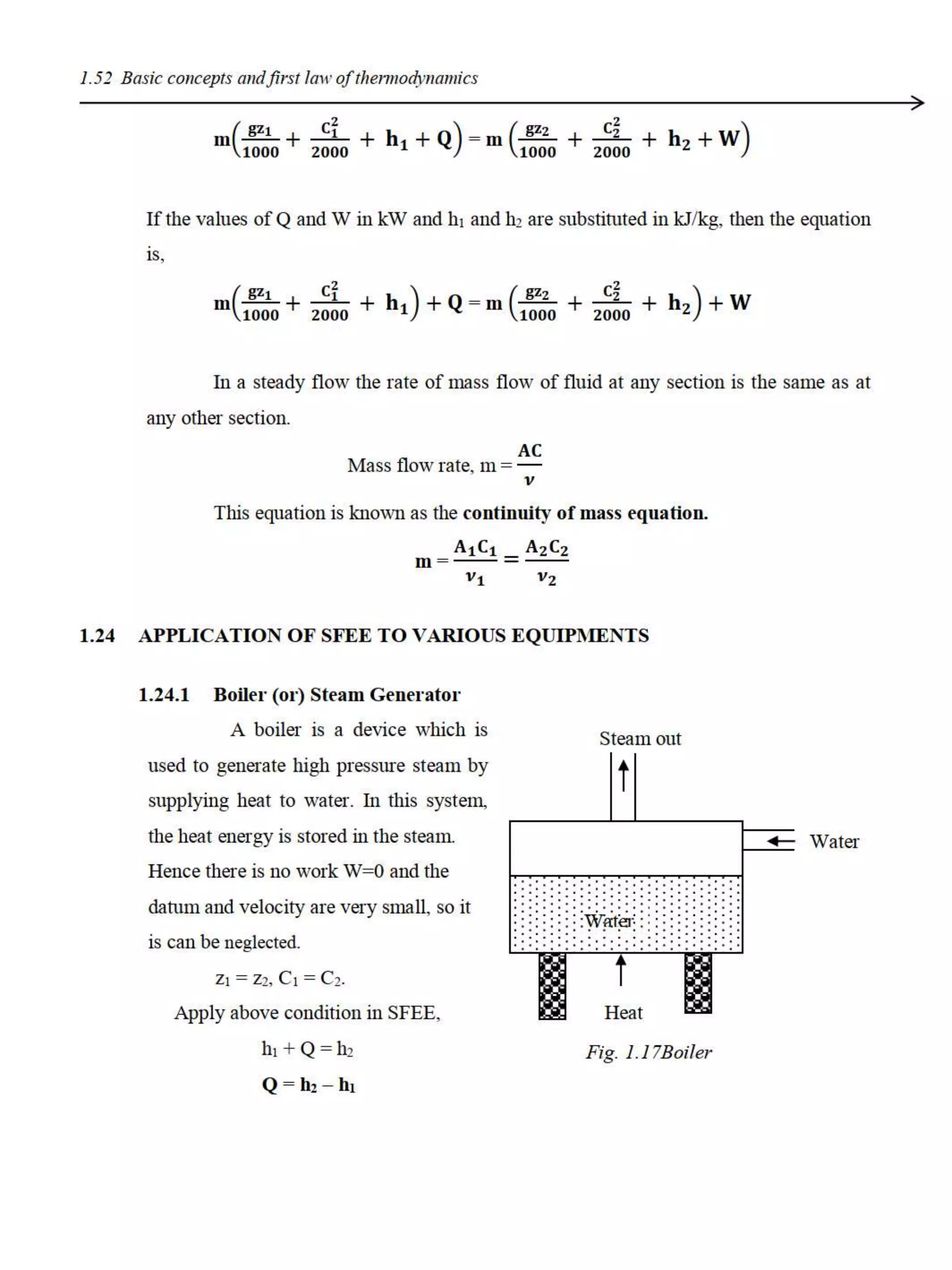 First law of thermodynamics ( open system) and SFEE