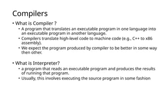 Compiler Construction , basic introduction | PPTX