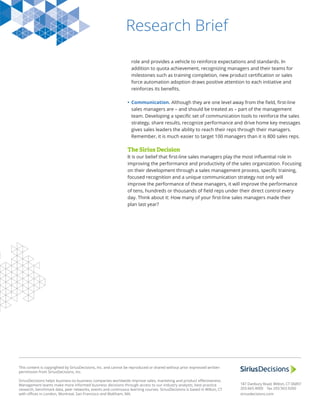 First-Line Managers: The Front Line of Sales Success | PDF