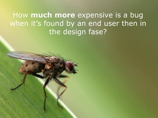 How  much more  expensive is a bug when it’s found by an end user then in the design fase? 