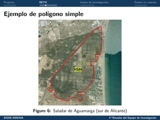 Proyecto RETO Líneas de investigación… Puesta en marcha
Ejemplo de polígono simple
Figure 6: Saladar de Aguamarga (sur de Alicante)
SIOSE-INNOVA 1ª Reunión del Equipo de Investigación
 