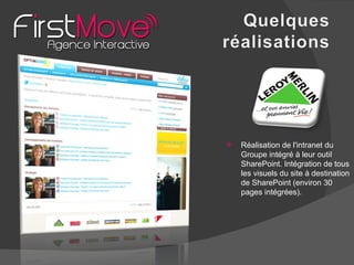 Réalisation de l'intranet du Groupe intégré à leur outil SharePoint. Intégration de tous les visuels du site à destination de SharePoint (environ 30 pages intégrées).  