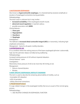 Esophageal motility disorders with their description | PDF