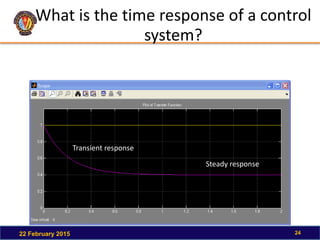 What is the time response of a control
system?
22 February 2015 24
Steady response
Transient response
 