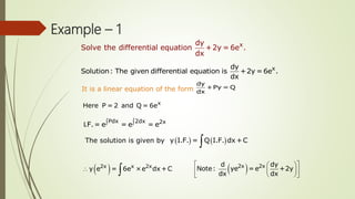 First order ordinary differential equations and applications | PPTX