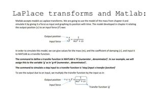 LaPlace transforms and Matlab: