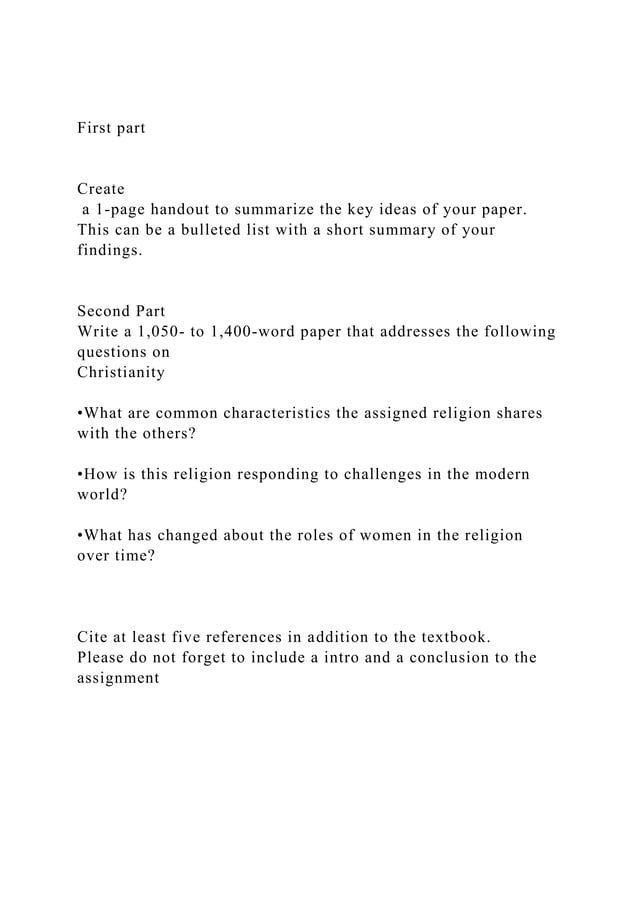 First partCreate a 1-page handout to summarize the key ide.docx