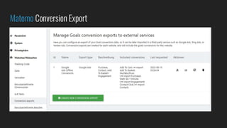 Matomo Conversion Export
 
