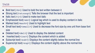 HTML text formatting tags | PPTX