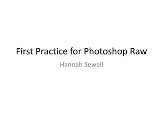 First Practice for Photoshop Raw
Hannah Sewell

 