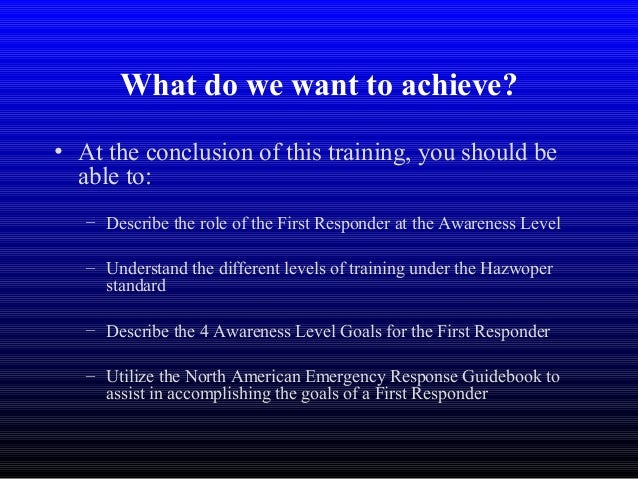 First Responder Awareness Level Presentation