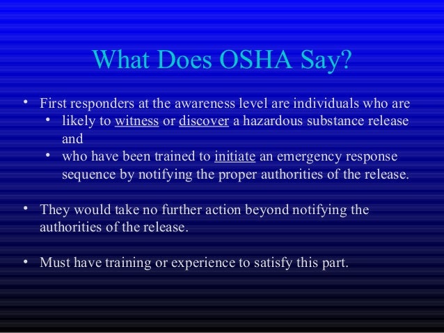 First Responder Awareness Level Presentation