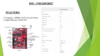 DSP – TMS320F28027
FEAUTERS:
1. Frequency : 60MHz (16.67-ns Cycle Time)
2. High-Efficiency 32-Bit CPU
 