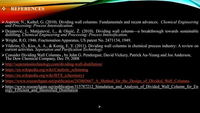 Design And Simulation Of Divided Wall Column Ppt