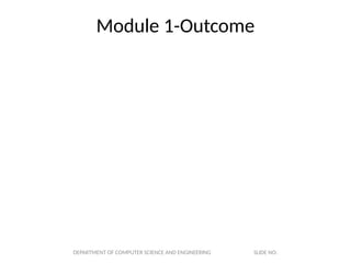 Module 1-Outcome
DEPARTMENT OF COMPUTER SCIENCE AND ENGINEERING SLIDE NO:
 
