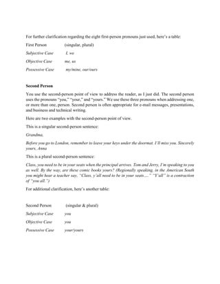 First Second And Third Person