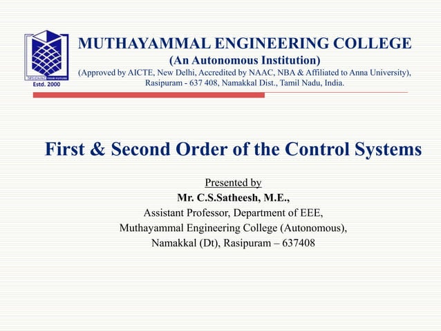 First & second order of the control systems | PPT