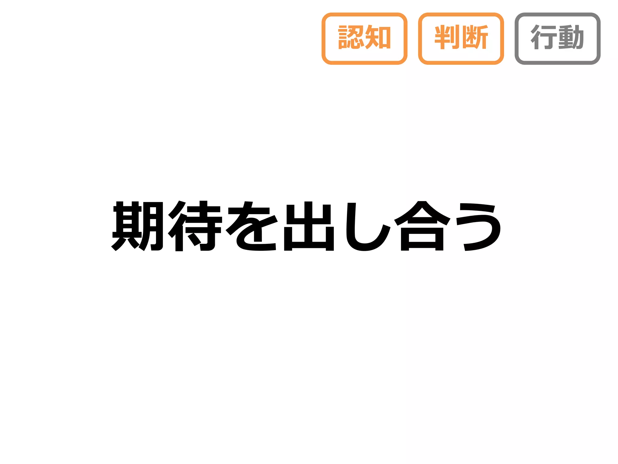 認知   判断   行動




期待を出し合う
 