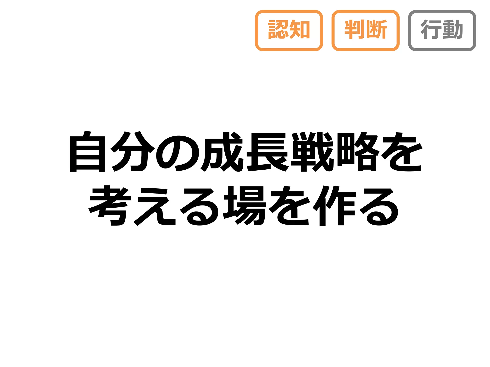 認知   判断   行動




自分の成長戦略を
考える場を作る
 
