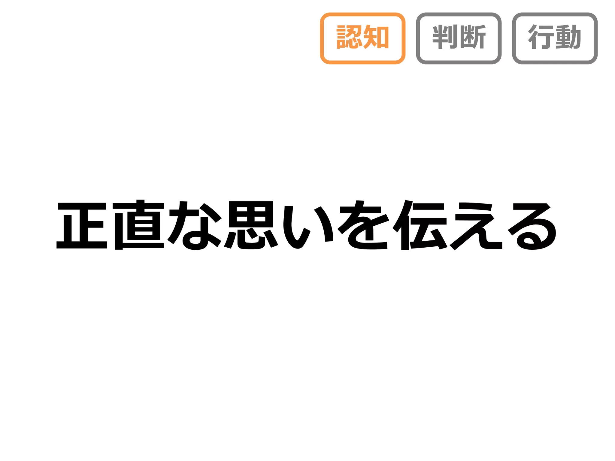 認知   判断   行動




正直な思いを伝える
 