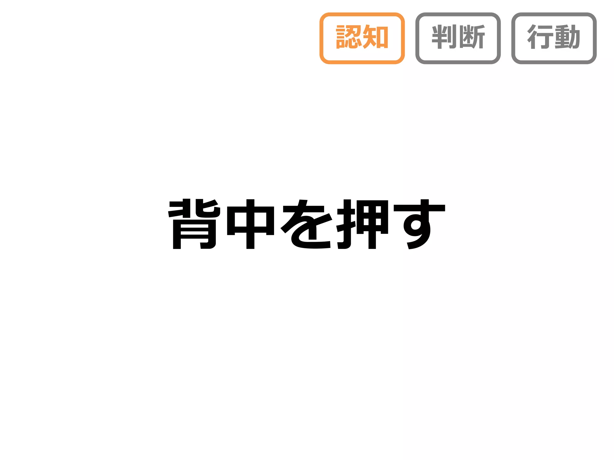 認知   判断   行動




背中を押す
 