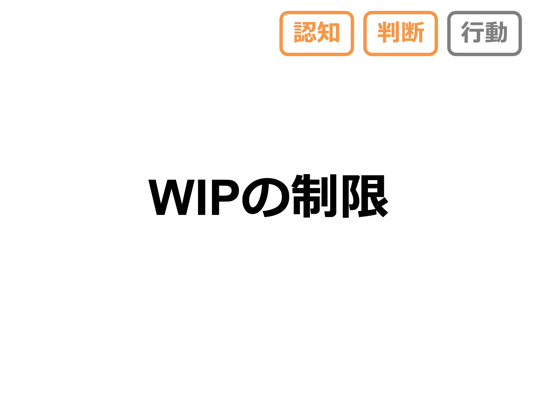 認知   判断   行動




WIPの制限
 
