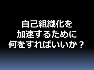 自己組織化を
 加速するために
何をすればいいか？
 