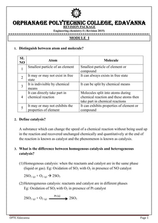First semester diploma Engineering chemistry I | PDF