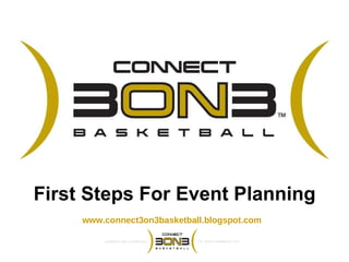 First Steps For Event Planning www.connect3on3basketball.blogspot.com 