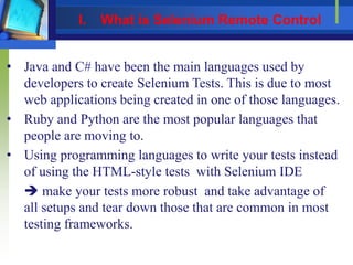 First steps with selenium rc | PPT