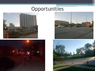 Most crime occurs on western section near railroad tracks.