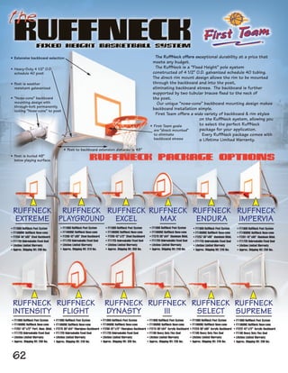 First Team RuffNeck Intensity Steel-Aluminum In Ground Fixed Height Basketball System44; Gold 