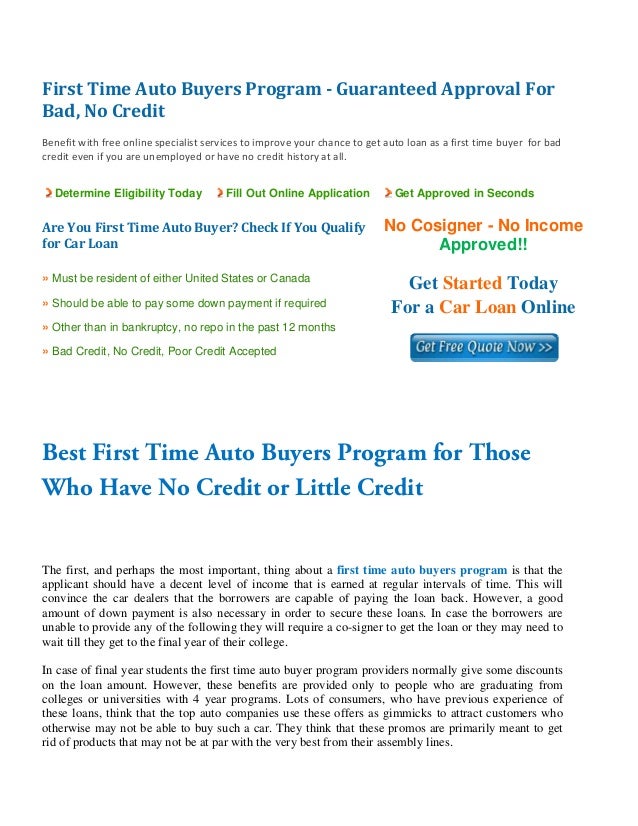 First Time Auto Buyers Program