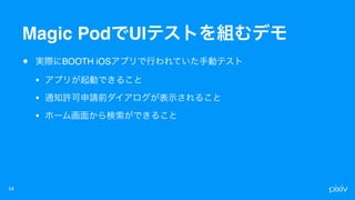 Magic Pod UI
• BOOTH iOS
•
•
•
 