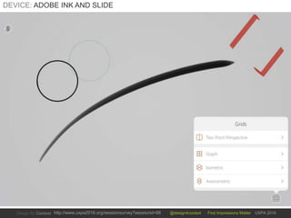@design4context First Impressions Matter UXPA 2016http://www.uxpa2016.org/sessionsurvey?sessionid=66
DEVICE: ADOBE INK AND SLIDE
 