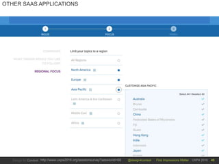 @design4context First Impressions Matter UXPA 2016http://www.uxpa2016.org/sessionsurvey?sessionid=66 45
OTHER SAAS APPLICATIONS
 