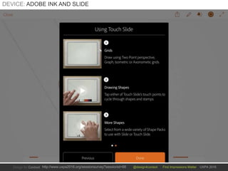 @design4context First Impressions Matter UXPA 2016http://www.uxpa2016.org/sessionsurvey?sessionid=66
DEVICE: ADOBE INK AND SLIDE
 