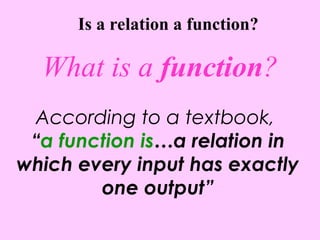 Function Topic FIRST TOPIC (RELATION AND FUNCTION).ppt general mathematics | PPT