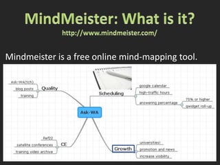 MindMeister: What is it?http://www.mindmeister.com/Mindmeister is a free online mind-mapping tool.