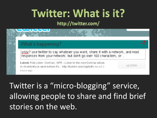 Animoto: What is it?http://animoto.com/Turn your photos & videos into pure amazing.Animoto automatically produces beautifully orchestrated, completely unique video pieces from your photos, video clips and music. Fast, free and shockingly easy.