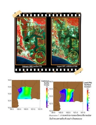 Illustration 7: การแพร่กระจายของโลหะปริมาณน้อย
ในน้ำาทะเลชายฝงบริเวณอ่าวไทยตอนบน
 