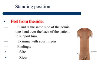 ● Coma
Palpation: Apex beat
• Palpate the apex beat
• Difficult to localize in hyperinflation
• If displaced:
• Collapse
• Effusion
• Scoliosis
 