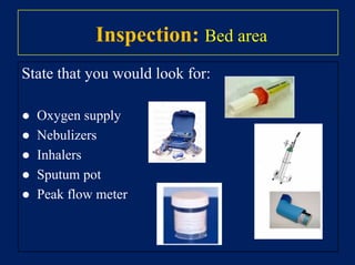 Continued
• Liver failure produces additional symptoms of encephalopathy,
which can be graded (Box 6.11).
• Resonance below the 5th ICS suggests hyperinflated lungs or
occasionally the interposition of the transverse colon between
the liver and the diaphragm (Chilaiditi’s sign).
 
